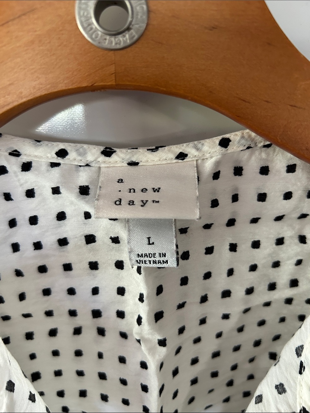 A new day Lightweight White Polka Dot V-Neck Women's Top - Picture 2 of 5